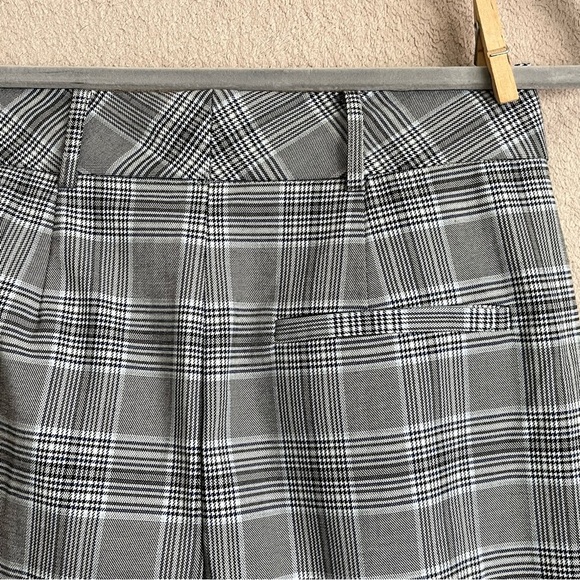 Nordstrom Straight Wide Leg Plaid Pants Slacks-Womens 4-Gray & Black-Office-Work - Picture 7 of 9